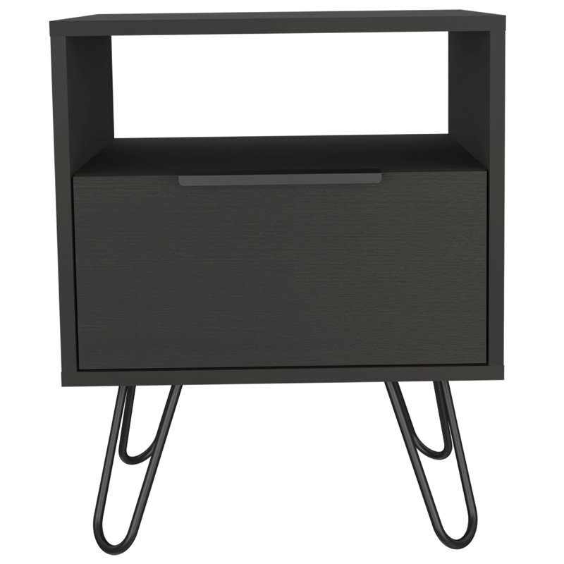 Eagle Creek 1-Shelf 1-Drawer Nightstand, Black