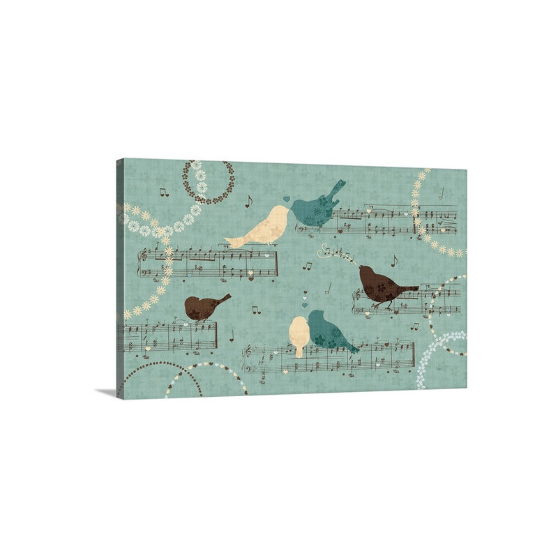 « song birds iii »-impression d’art graphique, H 24 po x l 36 po x P 1,25 po, Toile