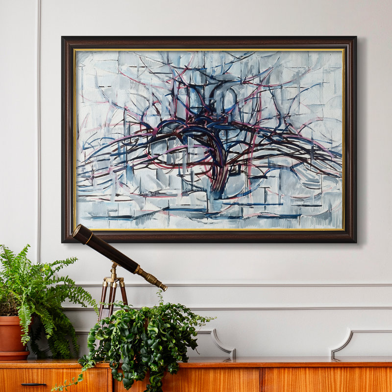Arbre horizontal, 1912 - Piet Mondrian - Toile encadrée sur mesure, 24x34 INNER SIZE, Framed Canvas, Walnut Gold Lip