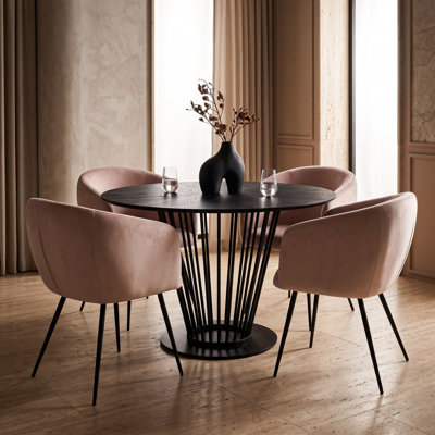 Table de salle à manger ronde noire Casen