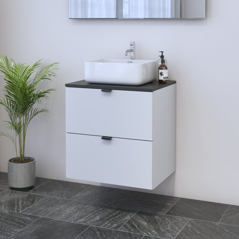 Kareema 23.6'' Single Bathroom Vanity with Top, Black