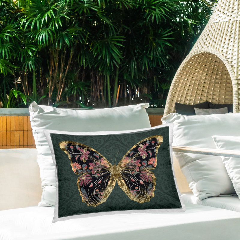 Coussin décoratif d'extérieur imprimé à motif botanique par Victoria Barnes