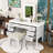 Vanity Desk with Mirror, Lights, Drawers and Cushioned Stool-1566227807