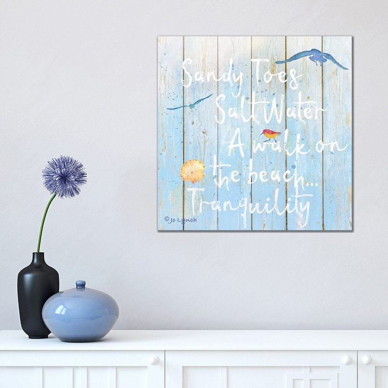 Beach Sign Sandy Toes by Jo Lynch - Wrapped Canvas Gallery-Wrapped Canvas Giclée, 45.72cm H x 45.72cm W