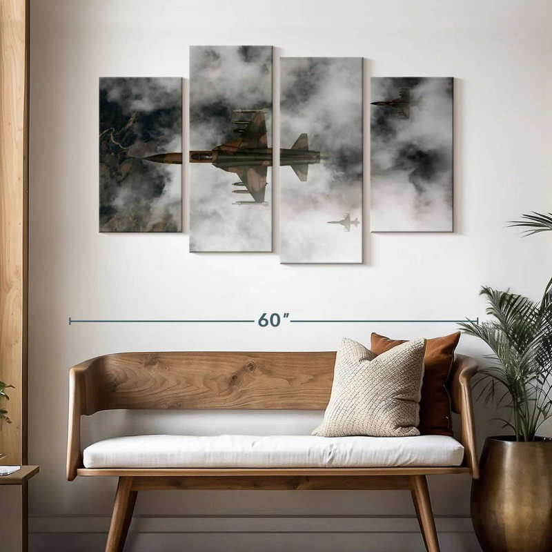 Mait Cloudy Fighter Jets, 32" H x 52" W