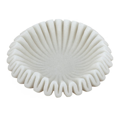 Bol de sable ondulé et de résine D13.5X3.5 "avec finition blanche texturée