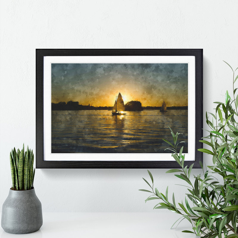 Sailboats on the Lake - Picture Frame Graphic Art, 36cm H x 48cm W x 2cm D, Black Framed
