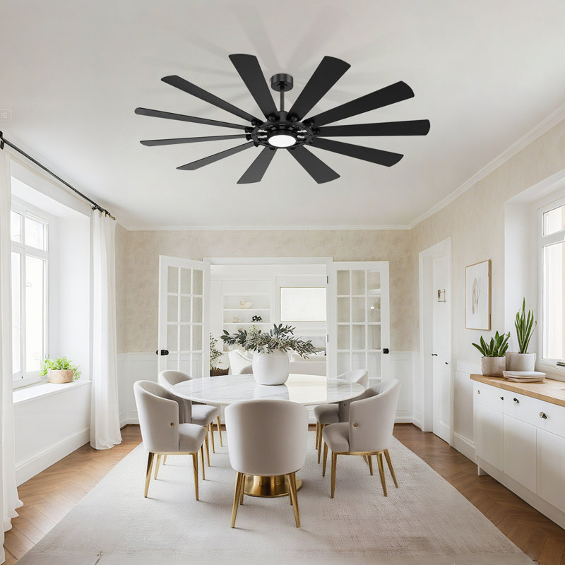 62"/72 Ceiling Fan with Light,Reversible DC Motor,3-Color-Temp LED,Remote Control, 62" W, 135