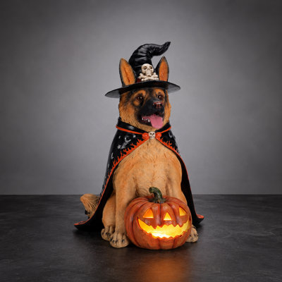 German Shepherd Halloween Greeter Statue