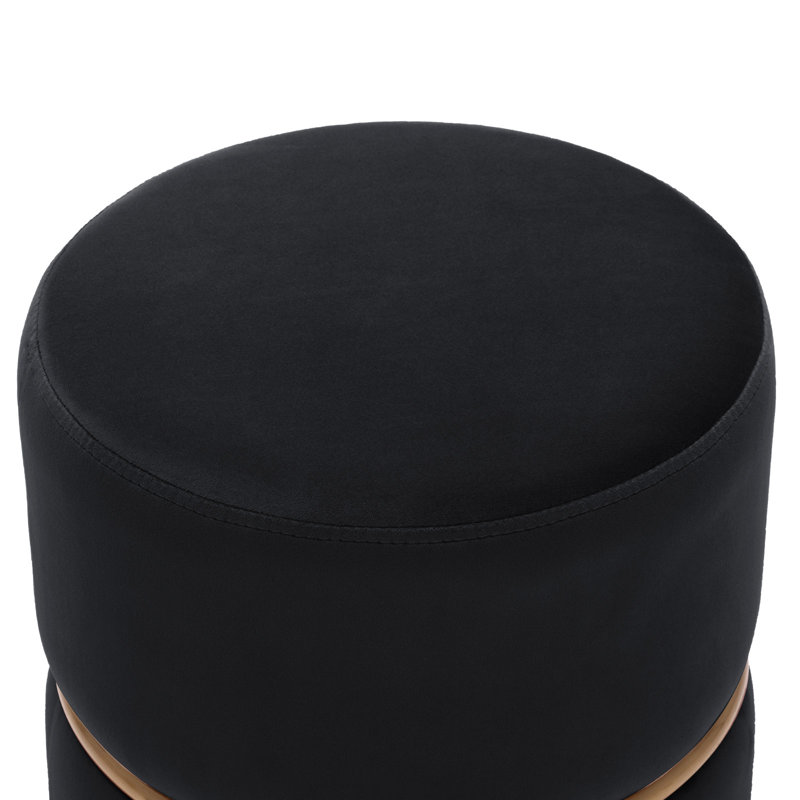 Repose-pieds rond en velours 14 po Celynn, Velours noir