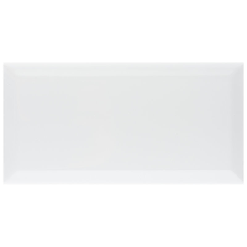 Santorini Biselado 4" x 8" Beveled Ceramic Subway Tile, Bright White