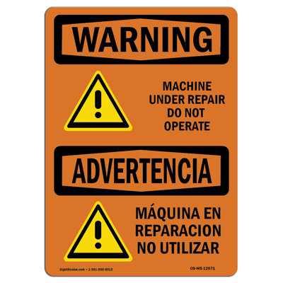 Machine Under Repair Not Operate Bilingual Sign