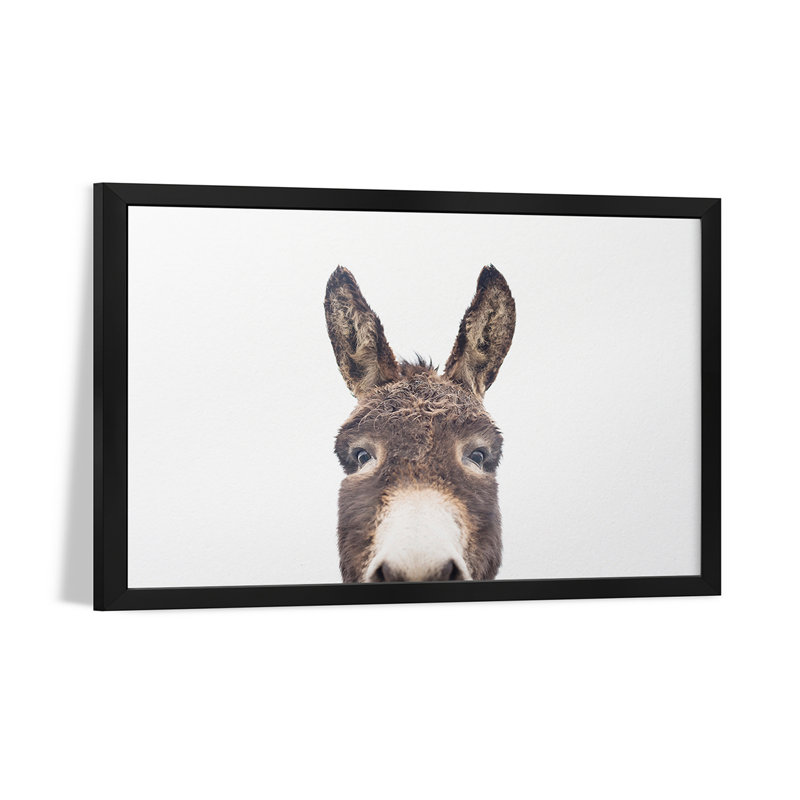 «Peeking Donkey», affiche encadrée de qualité supérieure par Sissi & Seb, H 16 po x l 24 po