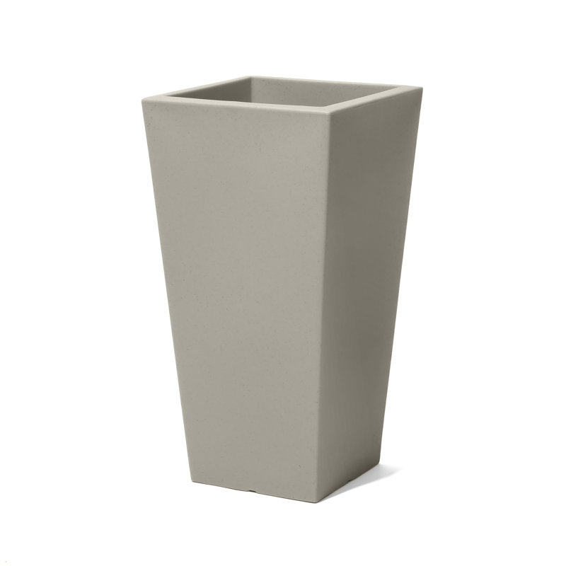Step2 Tremont Square Tall Tapered Plastic Outdoor Planter, Concrete, 1