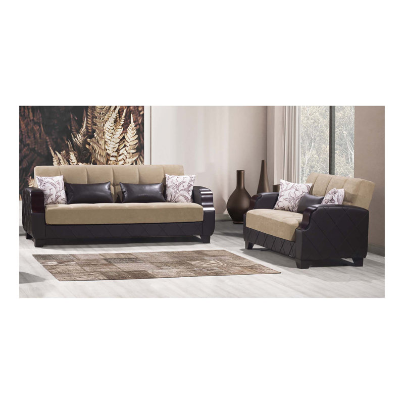 Causeuse convertible avec rangement Primenest Marabella, brun, Brun