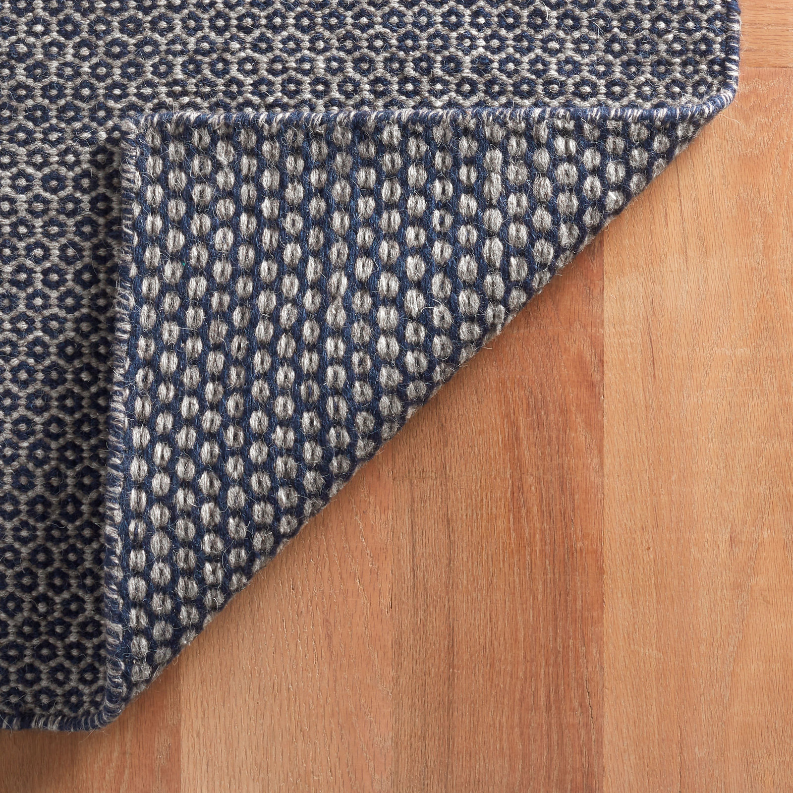 Honeycomb Handmade Rug, Indigo/Gray, Rectangle 7'6" x 9'6"