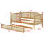 Lit de jour en rotin avec lit gigogne escamotable, structure de lit de jour peu encombrante pour le salon de la chambre à coucher-1925450219