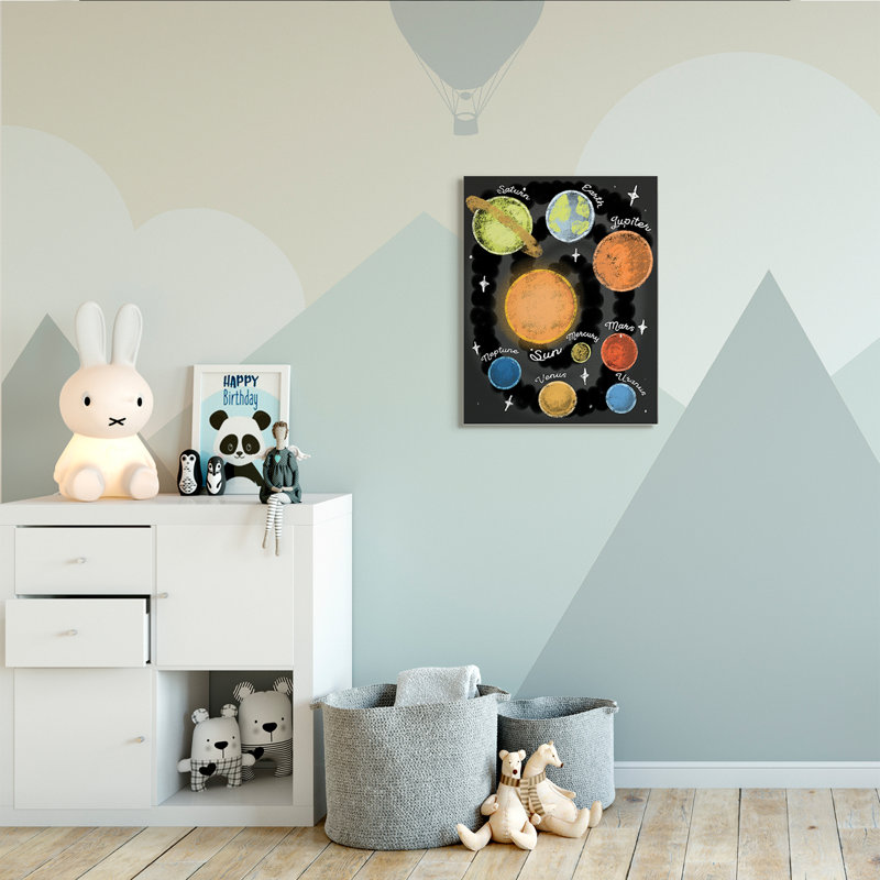 Système solaire Carte ludique Planète Terre Soleil, Toile tendue, H 30 po x l 24 po
