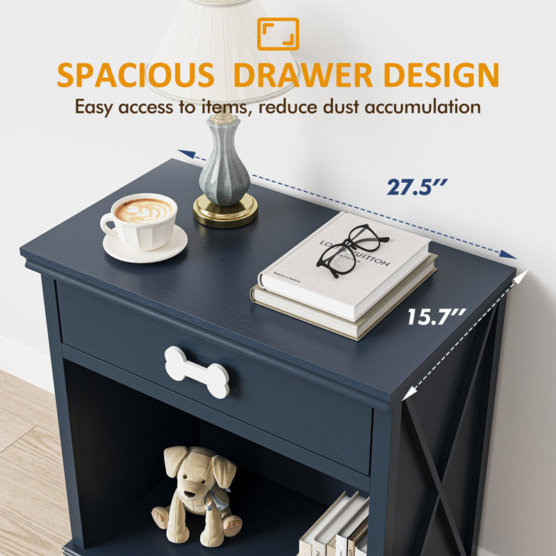 Petite armoire de rangement rétro avec lumière DEL et lit pour animal de compagnie, litière cachée pour chat avec tiroir et espace semi-ouvert