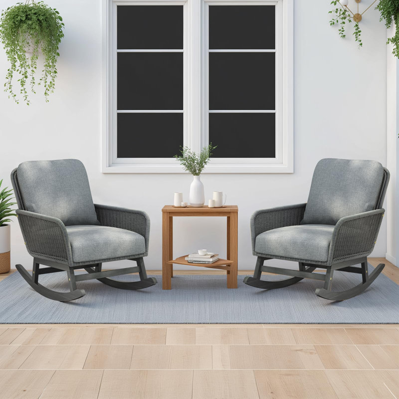 Ensemble de 2 chaises berçantes de patio, Gris