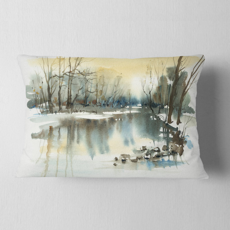 Coussin lombaire Landscape River in Winter