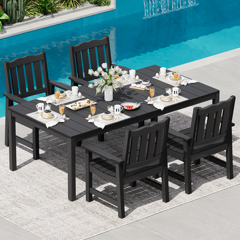 Ensemble de salle à manger 5 pièces pour patio, table de salle à manger d'extérieur Hips toutes saisons avec 4 chaises, Noir