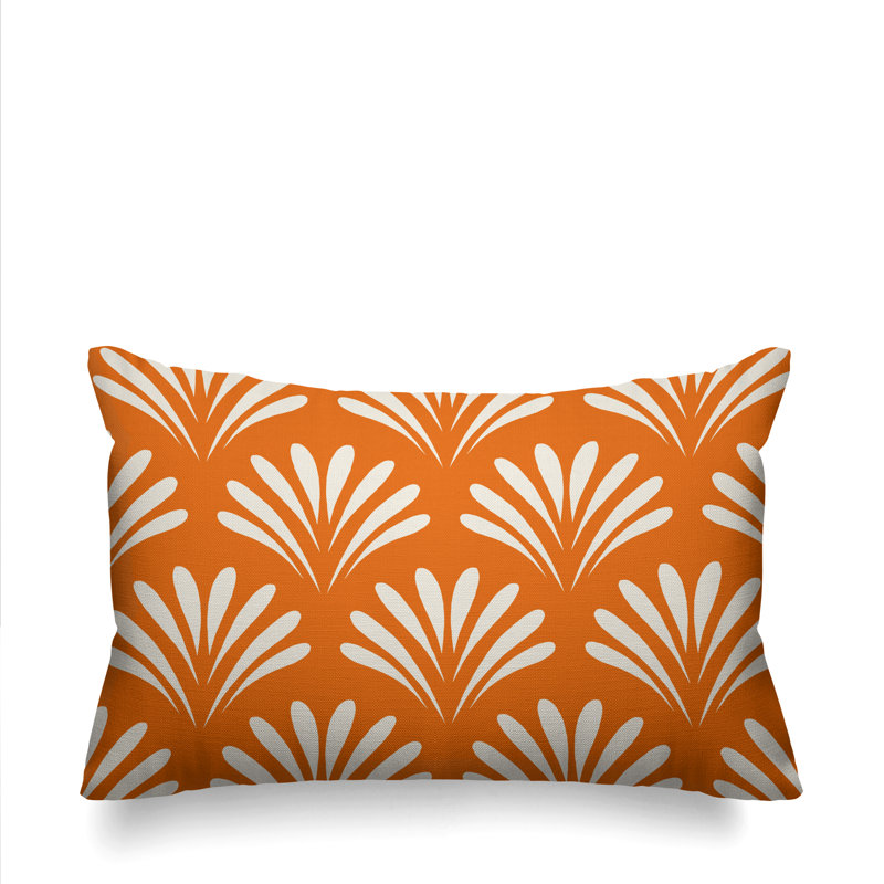 Coussin décoratif intérieur / extérieur Flower Burst, H 20 po x l 14 po, Orangé, Carré