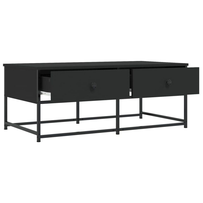 Four Leg Coffee Table with Storage, Black