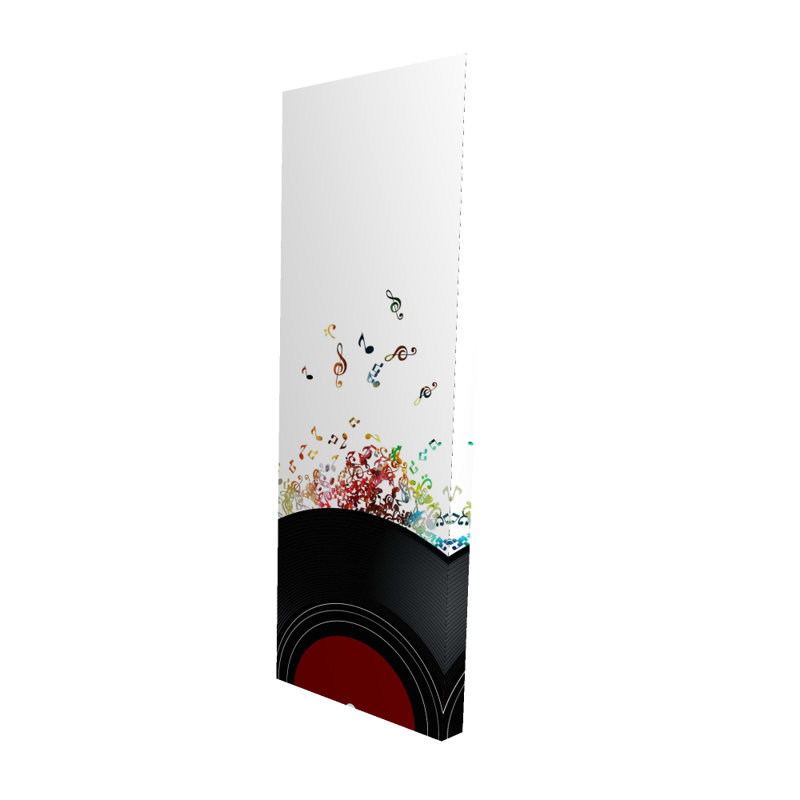 Notes qui s'échappent d'un disque vinyle - décor de chambre à coucher