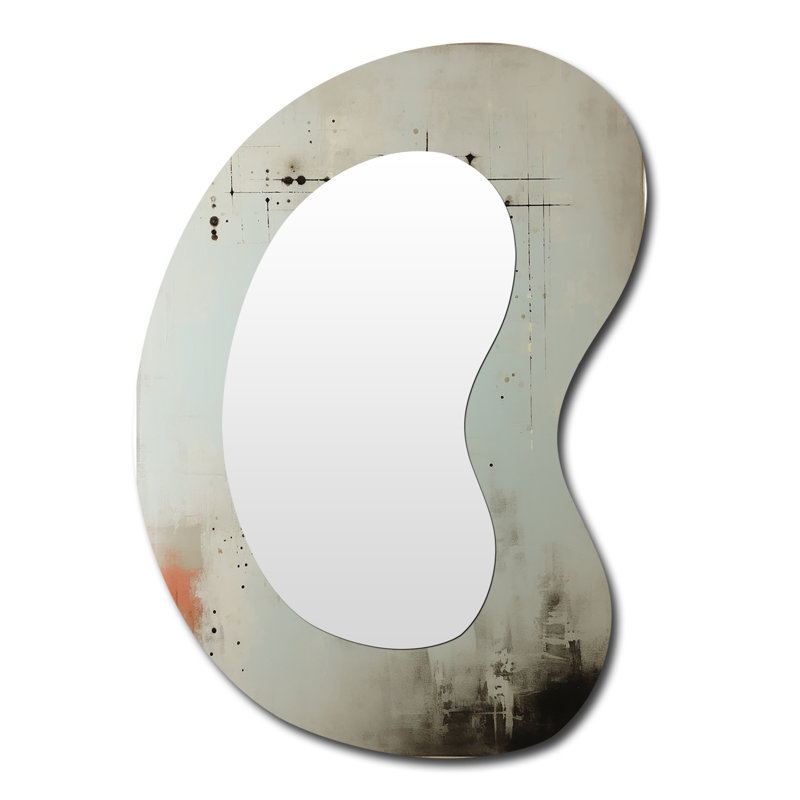 Eulas Conundrum Minimal Gray Black - Abstract Asymmetrical Decorative Wall Mirror, Black Unique Shape Large Mirror, Printed Metal Art