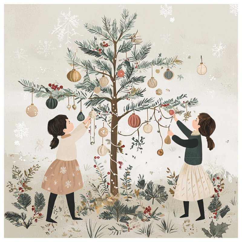 Christmas Wall Tapestry -  Holiday Wall Decor, 51in H x60in W with 4 Grommets