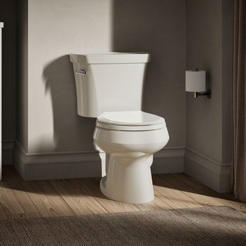Wellworth® 1.28 GPF Water Efficient Round Two-Piece toilet (Seat Not Included), Biscuit, Left-Hand