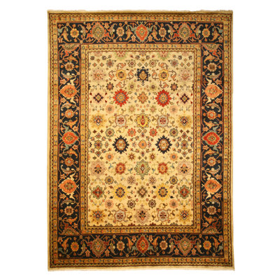 Tapis ivoire / noir en laine noué à la main Van