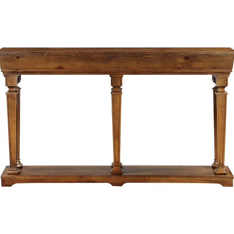 Rectangular Oak Console Table With Stable Construction And Extra Storage Modern Secure Leg Setup A Display Shelf