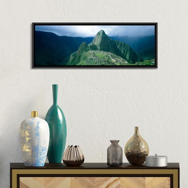 " Ruins, Machu Picchu, Peru ", 12" H x 36" W x 1.5" D, Black Framed