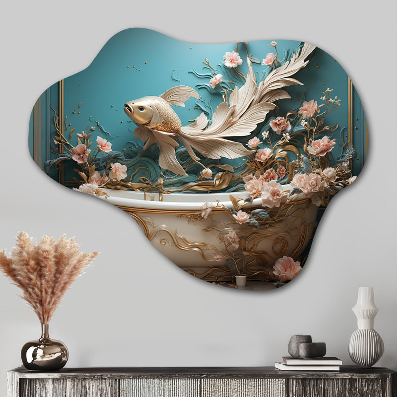 «Bathroom Art Deco II», art mural impression métallique asymétrique pour salle de bain, H 27 po x l 35 po