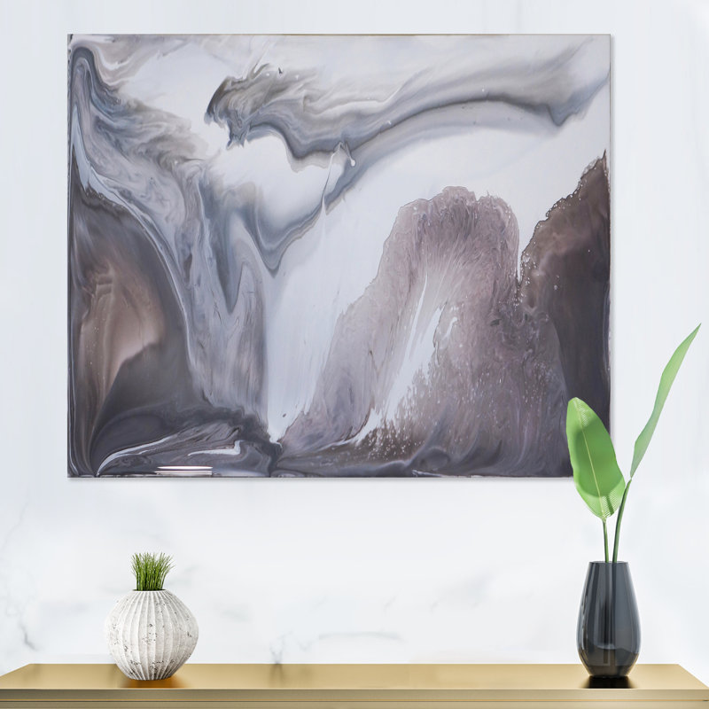 Marbre noir et blanc II - peinture sur toile, H 12 po x l 20 po, Toile tendue