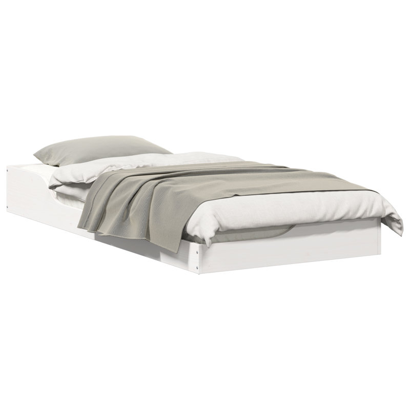 Solid Wood Bed, White, European Single (90 x 200 cm)