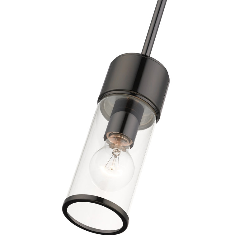 Luminaire suspendu cylindrique à 1 lumière Marciann, Noir chromé