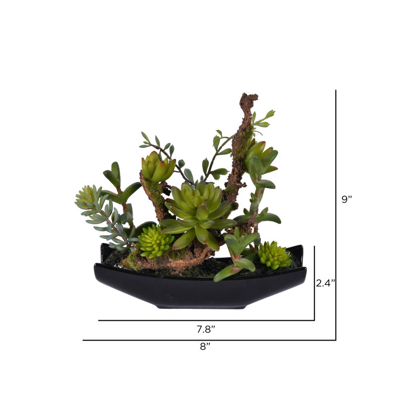 9'' Faux Succulent in Ceramic Pot