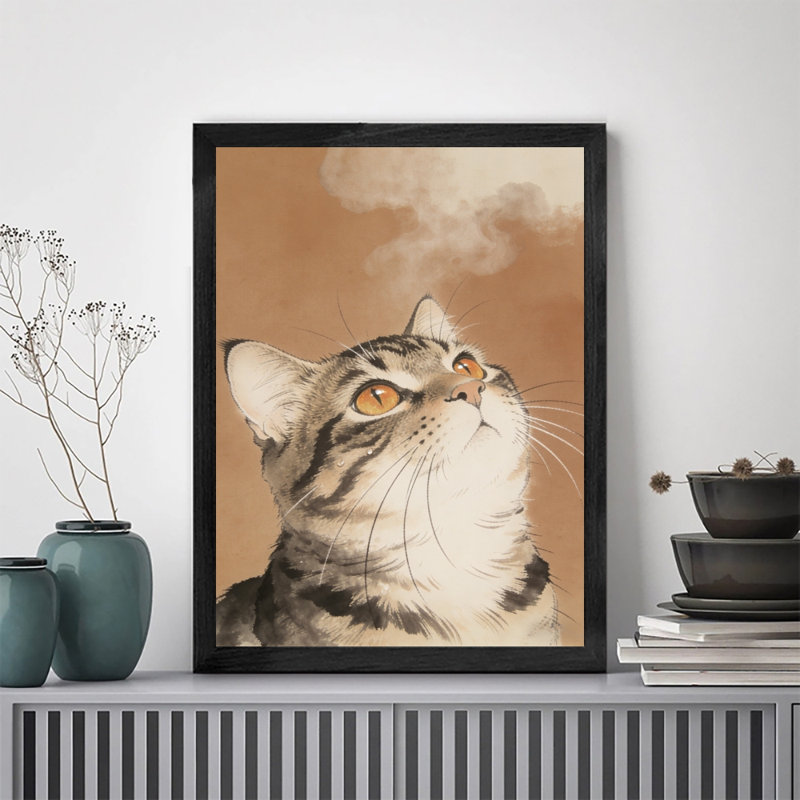 «Black», encadré noir, chaton mignon, reproduction d'art encadrée, H 11 po x l 9 po
