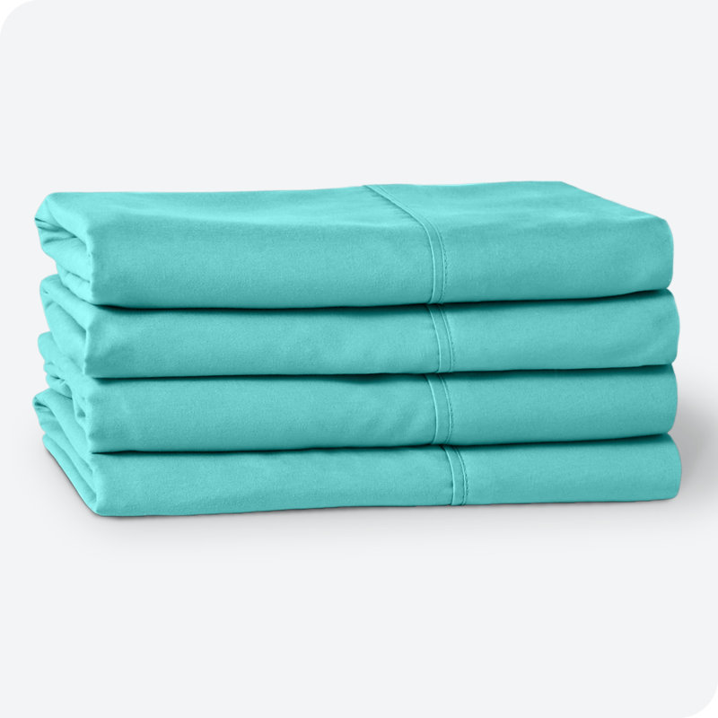 Turquoise Cotton Hypoallergenic Standard Pillowcases Set of 4