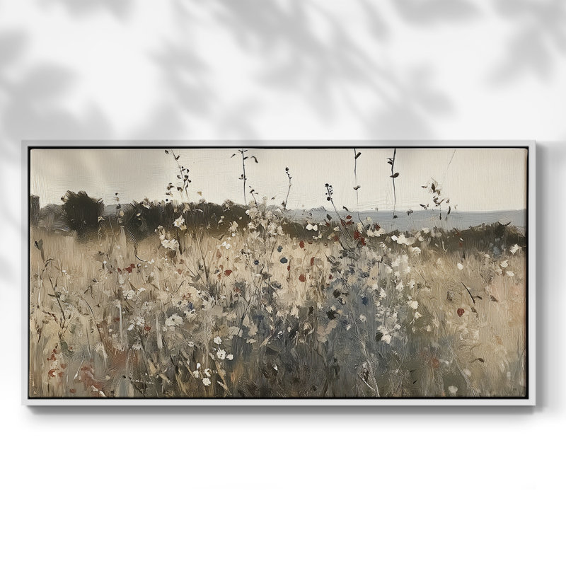 Série paysage - Cxxxi - Toile tendue avec châssis encadré - Prêt à être accroché, Blanc