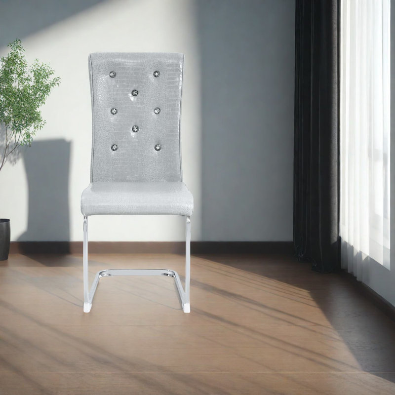 Élégantes chaises de salle à manger rétro, similicuir, pieds en arc en métal, parfait pour la salle à manger