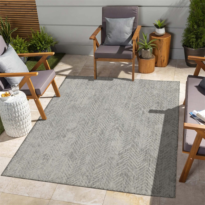 Sunshine Silver Indoor/Outdoor Area Rug, Rectangle 7'10" x 10'3"