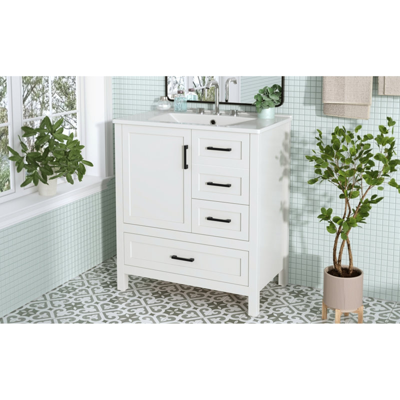 Modern Soft-close Bathroom Vanity Set | Solid Wood Construction | Compact, Elegant Design For Small Spaces