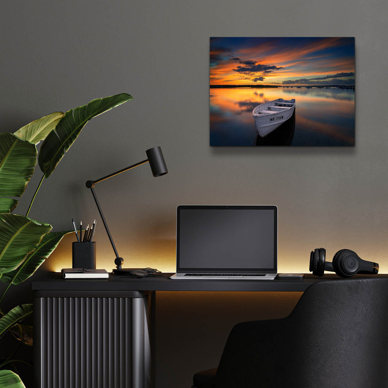 Art mural en verre Breakwater Bay «Nonesuch Sunset» par Rick Berk, H 12 po x l 16 po x P 0,13 po