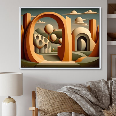 «Abstract Architecture In Retro Orange Lanscape», reproduction sur toile