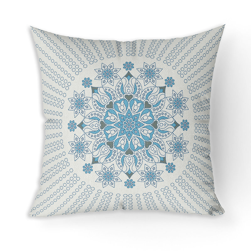 Indoor / Outdoor Square Cushion, 66cm H x 66cm W, Blue/White