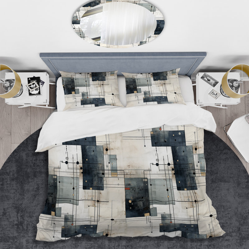 Ensemble de housse de couette Industrial Balance I, Housse de couette pour grand lit et 2 taies décor
